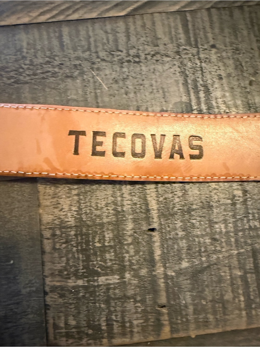 Tecovas Brown Leather Belt with Stitched Edge- Genuine Lizard